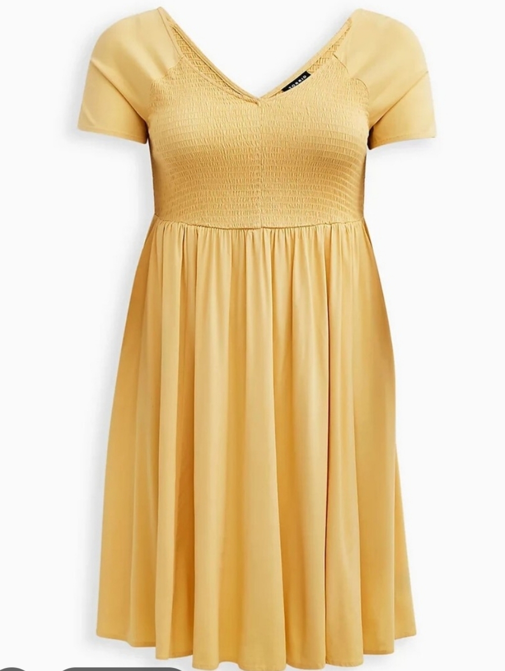 Torrid Yellow Smocked V-Neck Skater Dress